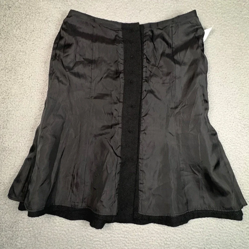 Vintage Michael Kors Collection Wool Skirt Womens 10 Black Button Front Italy